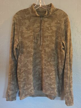 lululemon athletica Olive Green Camo Quarter-Zip Pullover